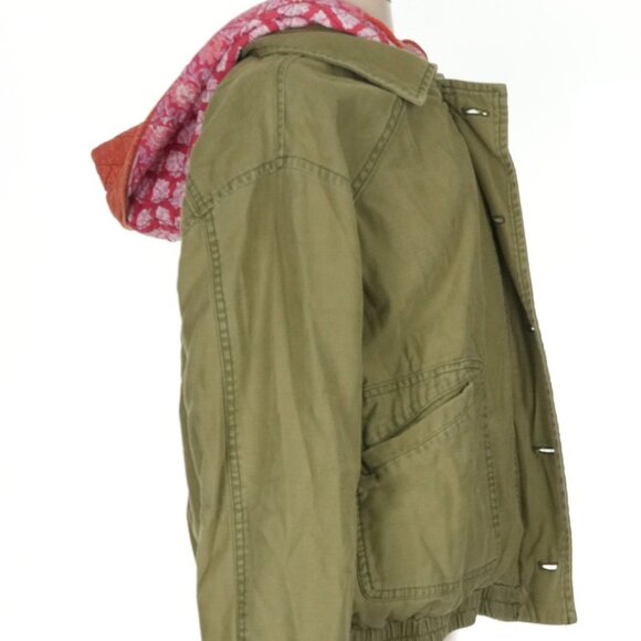 Free People We The Free Military Twill Jacket Olive Green with Quilted Hood S - Picture 5 of 11